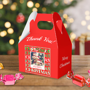 Family Photo Retro Christmas Festive Red  Favor Box
