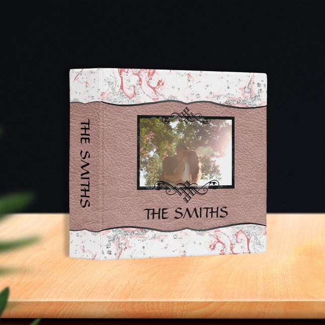 Family Photo Rose Diamond Marble Leather Scrapbook Binder (Creator Uploaded)