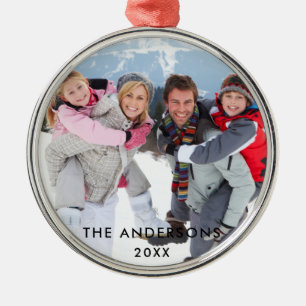 Family Photo Round Metal Ornament
