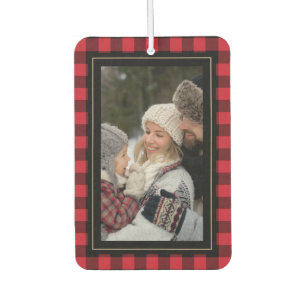 Family Photo Rustic Buffalo Plaid Air Freshener