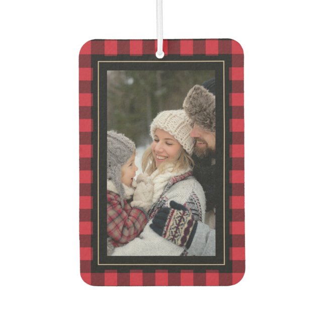 Family Photo Rustic Buffalo Plaid   Air Freshener (Front)