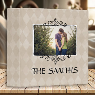 Family Photo Scrapbook Album Tan Argyle Binder