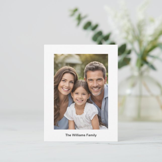 Family Photo Simple Modern White Border Custom Postcard (Standing Front)