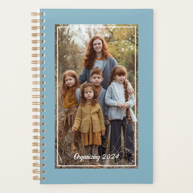 Family Photo Soft Blue Personalized 2024 Planner (Front)
