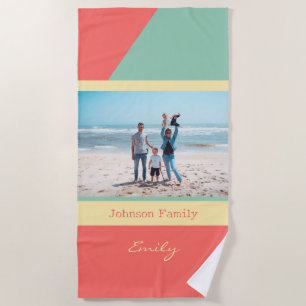 Family Photo Soft Colours Geometric Beach Towel