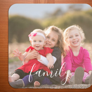 Family Photo Square Paper Coaster