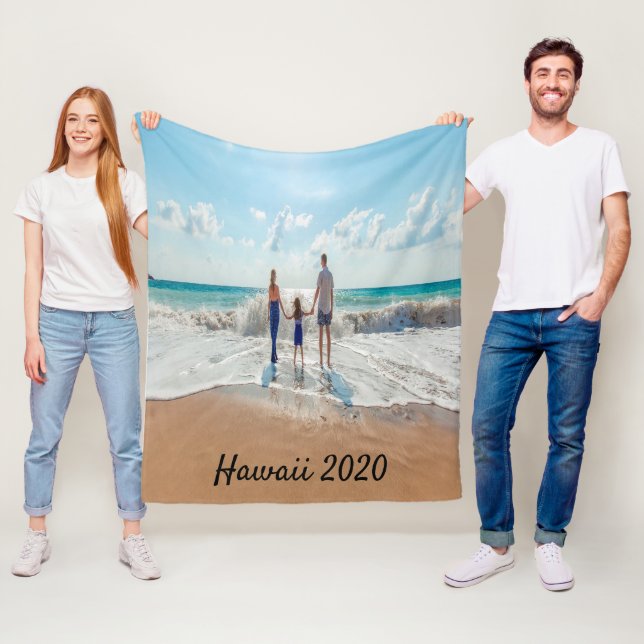 Family photo summer vacation travel fleece blanket (In Situ)