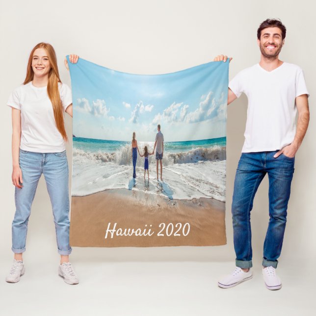 Family photo summer vacation travel fleece blanket (In Situ)