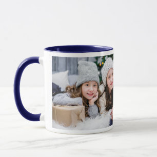 Family Photo Tis the Season Blue Gift Coffee Mug