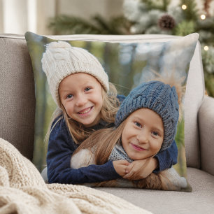 Family Photo Two Sided Holiday Seasonal Throw Pillow