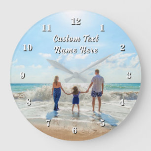 Family Photo Wall Clock Personalized Text Name