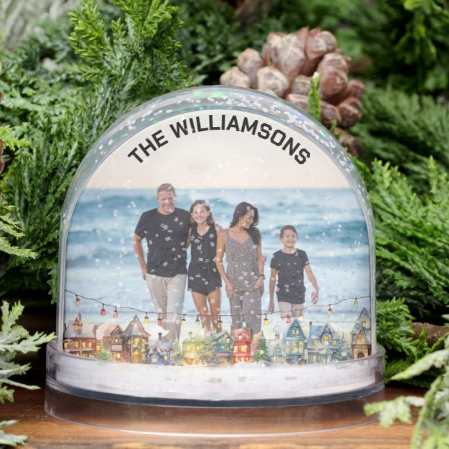 FAMILY PHOTO WINTER SCENE BORDER LIGHTS SNOWGLOBE (Creator Uploaded)