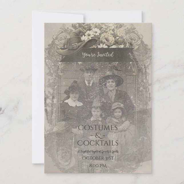 Family Photo Witch Hat Halloween Costume Party Invitation (Front)