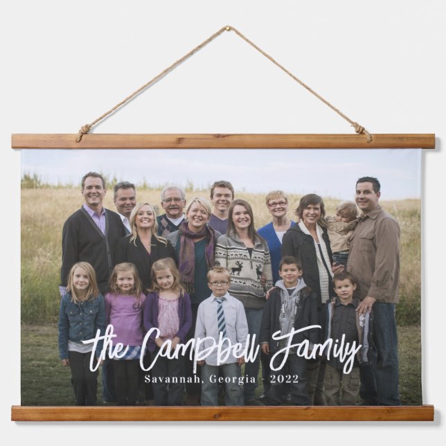 Family Photo With Caption Wall Tapestry (Front)