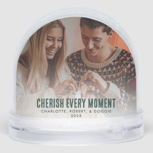 Family Photo with Dog Ugly Sweater Christmas Snowglobe