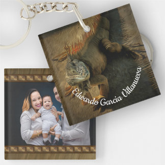 Family Photo with Pedro the Iguana 0768 Keychain