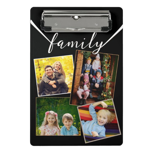 Family Photos 4 Pictures Custom Gallery Black Mini Clipboard (Front)