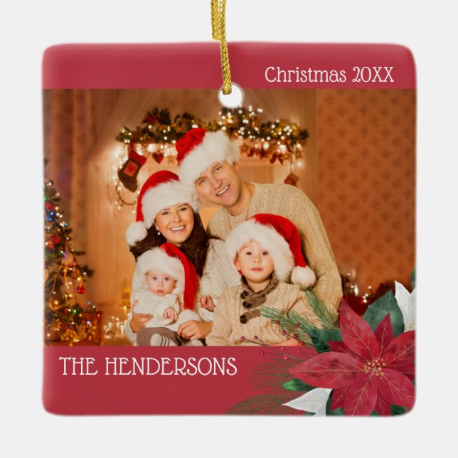 Family Photos Christmas Ornament Poinsettia  (Front)