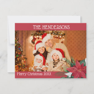 Family Photos Christmas Poinsettia Holiday Card