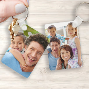 Family photos double sided two photo keychain
