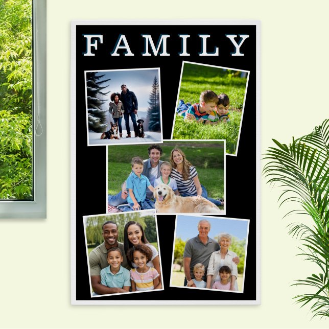 Family Photos Elegant Picture Gallery Poster (Create your own custom poster with five favorite family photos)