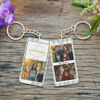 Family Photos Green Modern Scripture Keychain