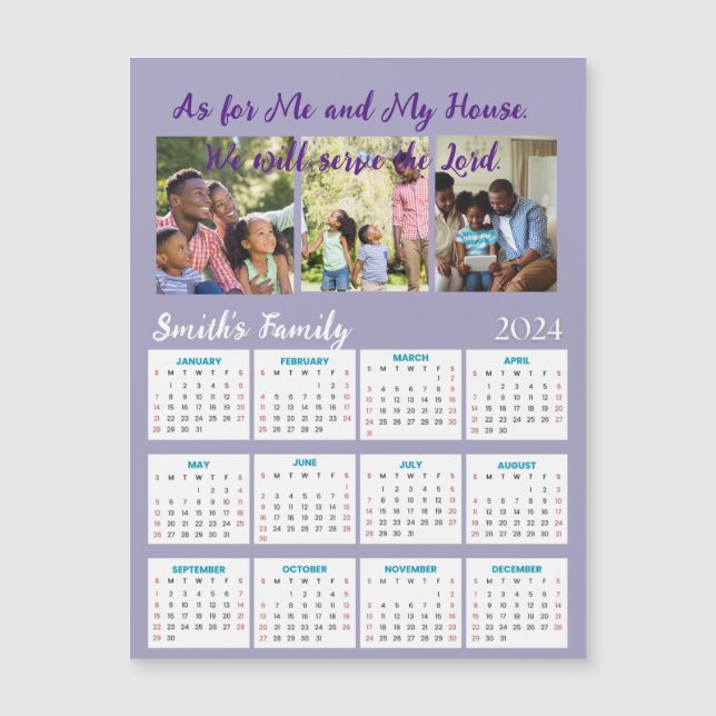 family photos magnet calendar card (Front)