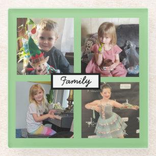 Family Photos Personalized Glass Coaster