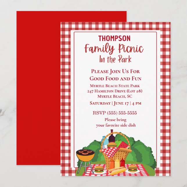 Family Picnic Barbecue Cookout Grilling Invitation (Front/Back)