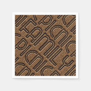 Family Picnic Funny Wicker Typography Party Napkin