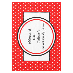 Family Picnic Red White Polka Dots Tablecloth