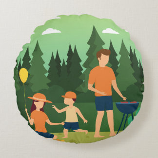 FAMILY PICNIC ROUND PILLOW