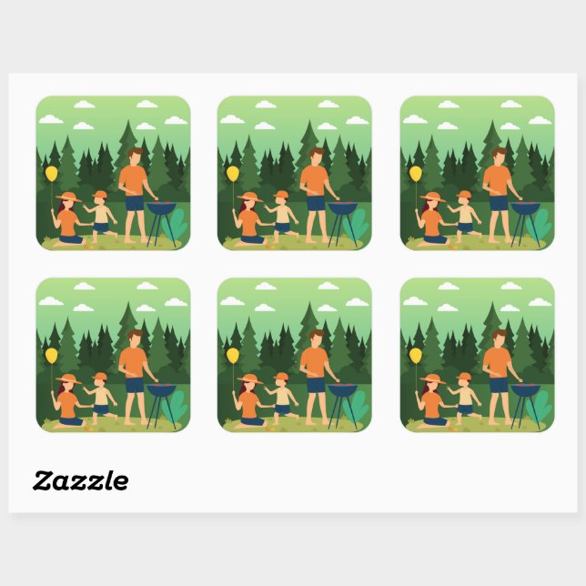 FAMILY PICNIC SQUARE STICKER (Sheet)