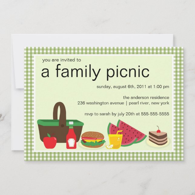 Family Picnic Summer BBQ Bash Party Invitation (Front)