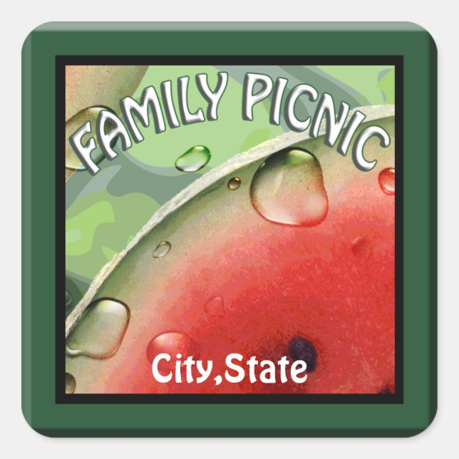 Family Picnic Watermelon Name Tag Sticker (Front)
