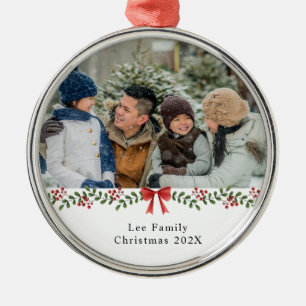 Family Picture Christmas  Metal Ornament