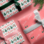 Family Pink Vintage Car Christmas Tree Town Fa La Wrapping Paper Sheet<br><div class="desc">Reviving the Joy of Christmas Past! Transport back in time with this fun family tradition personalized pink vintage car Christmas tree and town wrapping paper. Design features a retro vintage car caring a Christmas tree along with cute pink houses and pink snow covered trees. Add an extra sprinkle of nostalgia...</div>