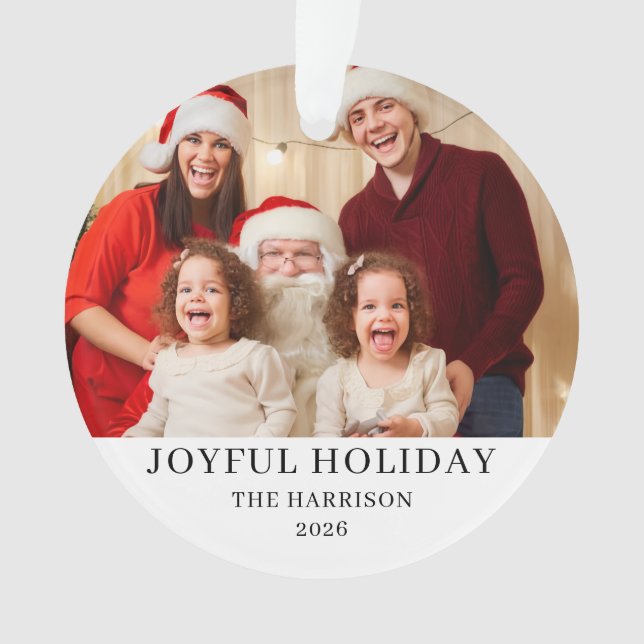 Family Portrait Christmas Photo Acrylic Ornament (Front)