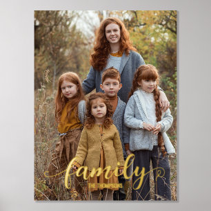 Family Portrait Vertical Script Name Foil Prints