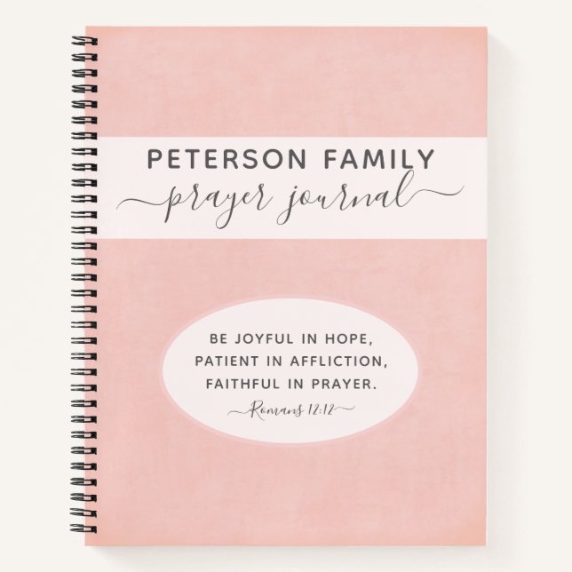Family Prayer Journal personalized blush notebook (Front)