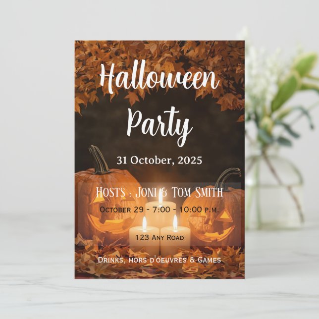 Family Pumpkin Carving Party Invitation  Halloween (Debout devant)