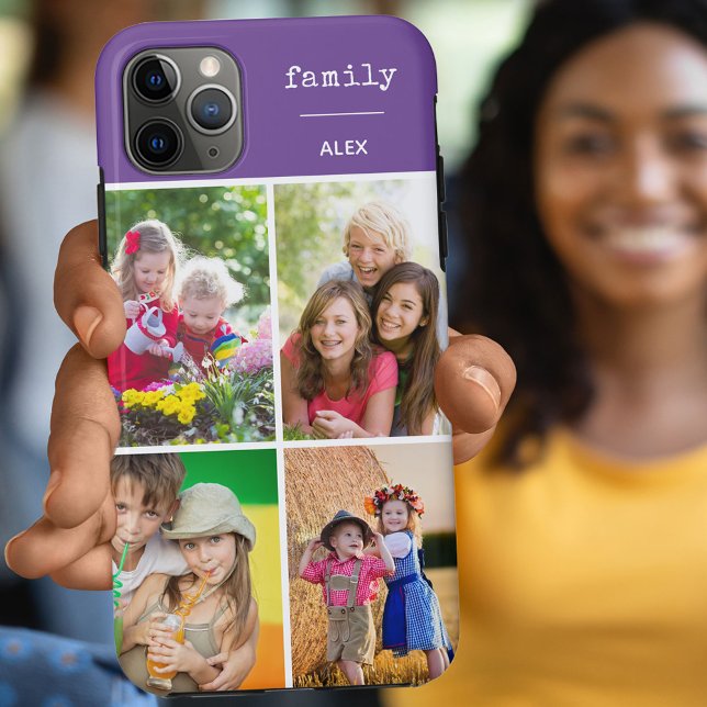 Family Purple 4 Photo Collage Custom Case-Mate iPhone Case (Creator Uploaded)