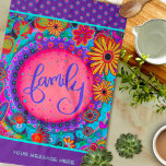 Family Purple Pretty Floral Dots Personalized Kitchen Towel<br><div class="desc">Pretty Colourful Family Floral Personalized Message Towels. These unique hand written Family chic towels are perfect to add some joy to your kitchen. Whether you're a seasoned chef or an aspiring home cook, these towels make the perfect companion for any culinary adventure. They also make delightful gifts for your anyone...</div>