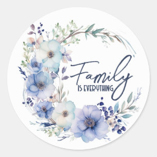 Family Quote In Boho Wreath Classic Round Sticker