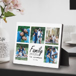 Family Quote Memory Photo Collage Keepsake Modern Plaque<br><div class="desc">Cherish Family Moments with Our Family Quote Memory Photo Collage Keepsake Modern Easel Plaque! This beautiful easel plaque features a heartfelt script typography quote: "Family. Where Life Begins and Love Never Ends." Below the quote, personalize it with your family name and established year. Surrounding the quote, create a unique photo...</div>