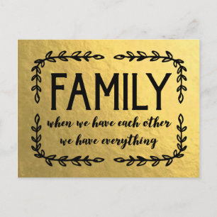 Family Quote on Gold Leaf Postcard