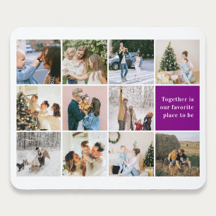 Family Quote Photo Collage Purple Mouse Pad