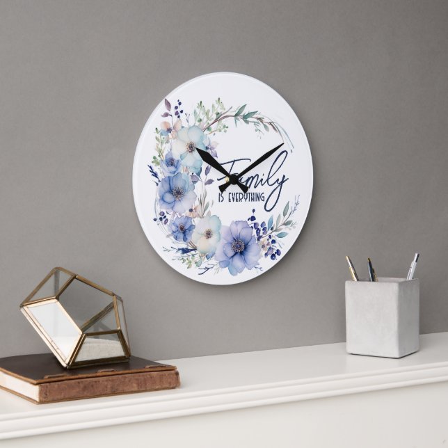 Family Quote Wreath Large Clock (Office)