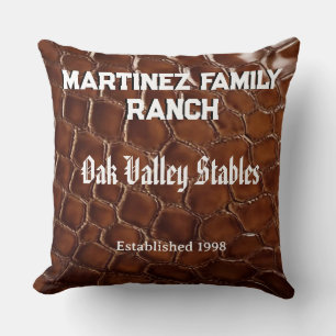 Family Ranch Faux Crocodile Leather Throw Pillow