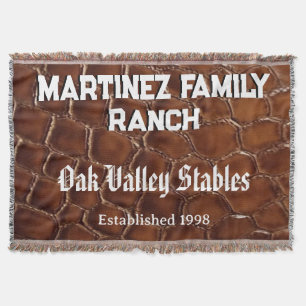 Family Ranch Faux Crocodile Leather Western Throw Blanket